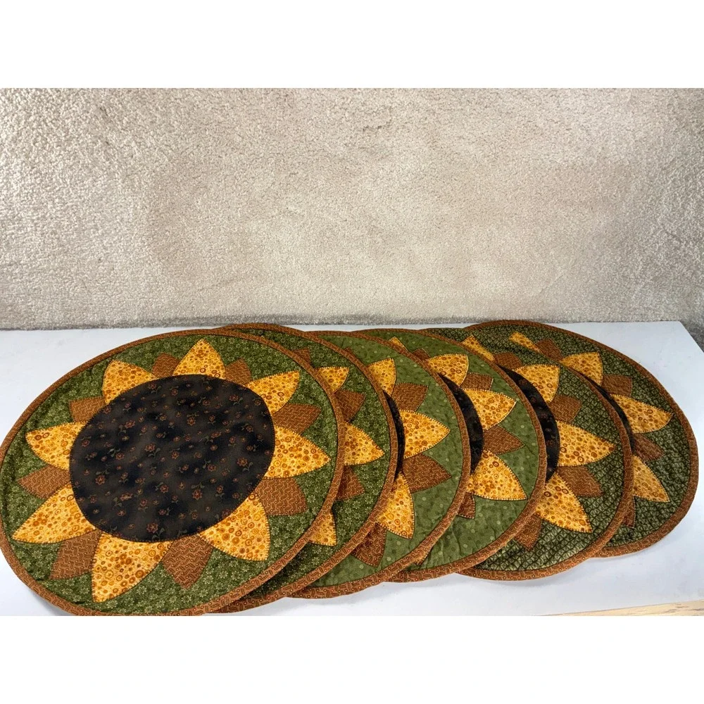 Vintage Sunflower Quilted Wall Decor - Patchwork Floral Rustic Boho Cottagecore